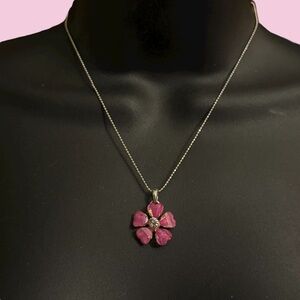 Cool Jewels silver tone pink flower pendant necklace
